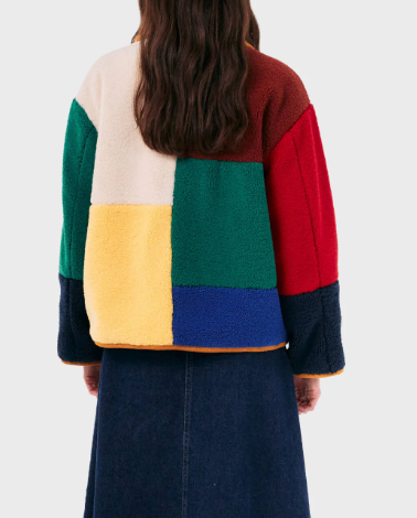 COLOR BLOCK SHEEPSKIN JACKET MULTICOLOR