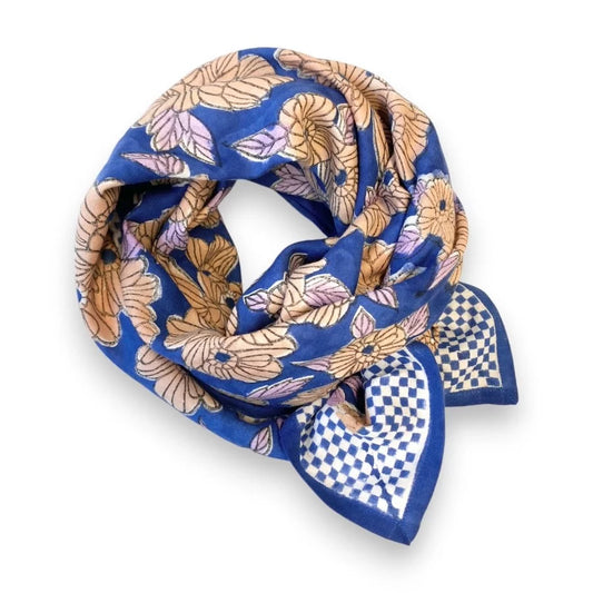 BIG FOULARD LATIKA BLOOM BLEU KLEIN